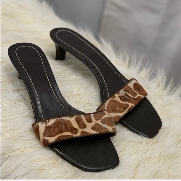 Ralph Lauren Carla brown calf hair slippers 8B - Picture 4 of 7